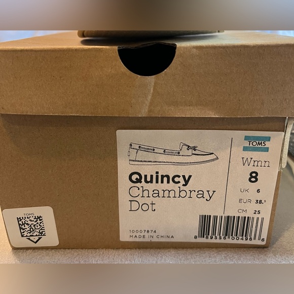 New Tom’s Quincy Chambray Dot Canvas Docksider Shoe Women’s size 8 - Picture 10 of 10